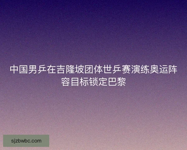 中国男乒在吉隆坡团体世乒赛演练奥运阵容目标锁定巴黎