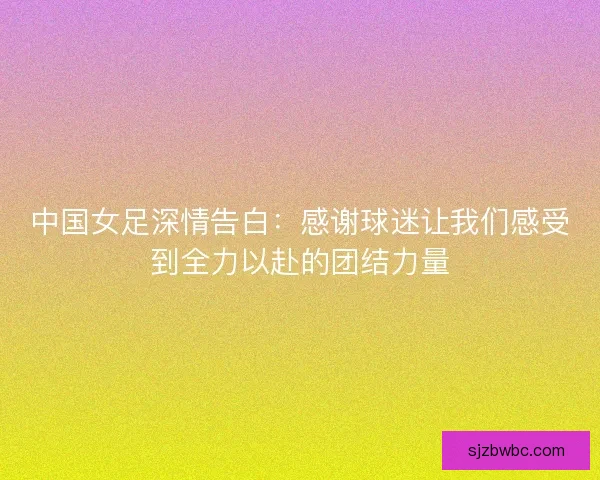 中国女足深情告白：感谢球迷让我们感受到全力以赴的团结力量