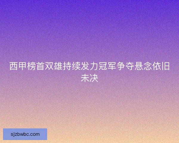 西甲榜首双雄持续发力冠军争夺悬念依旧未决 西甲榜首双雄持续发力冠军争夺悬念依旧未决