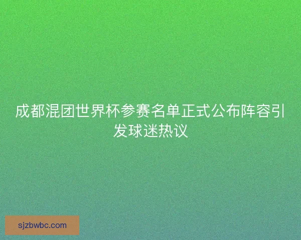 成都混团世界杯参赛名单正式公布阵容引发球迷热议