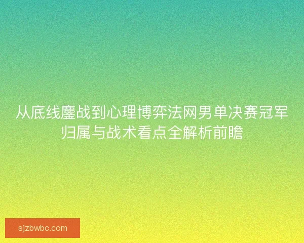 从底线鏖战到心理博弈法网男单决赛冠军归属与战术看点全解析前瞻